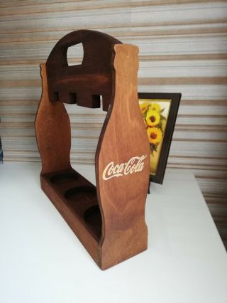 Coca Cola Coke Wooden Coaster Display Stand Collectible For 3 Bottles