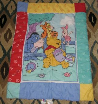 Winnie The Pooh Tigger Piglet Eeyore Hunny Baby Comforter Quilt Blanket Vtg 1998