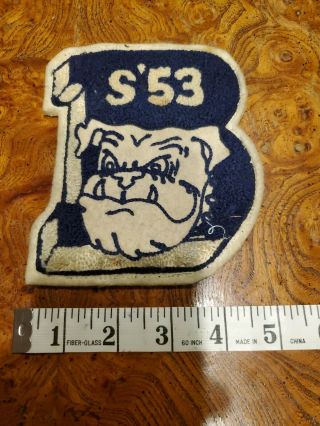 1953 Vintage High School Varsity Bulldog Letterman Patch Letter.