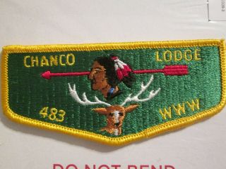 Bsa Oa Www Lodge 483 Chanco Pocket Flap Patch1977 Era Unsewn Yellow Border