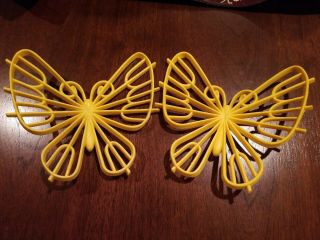 Burwood Products Butterfly Wall Hanging Yellow Plastic Art Vintage