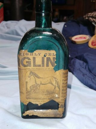 Large Labeled Gargling Oil Medicine Bottle Lockport,  Ny