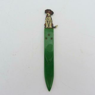 Art Deco Bakelite Bookmark With A Figure Of A Dog To The Top