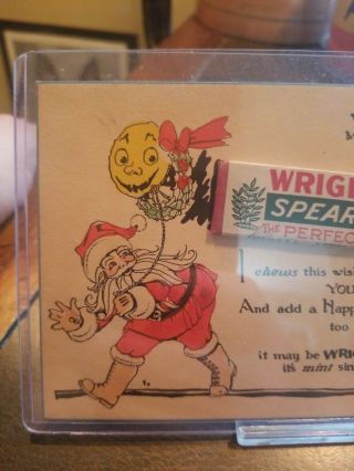 Rare 1920s Wrigley ' s Gum Merry Christmas/ Happy Year Sample Card Santa Moon 3