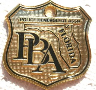 Fl Law Enforcement Police Supporter Car Gold License Plate Pba Shield