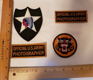 4 Wwii U.  S.  Army Patches Photographer 2nd Infantry Division Tank Destroyer