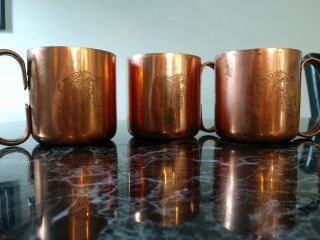 American Metalcraft Copper Mug (set Of 3) Moscow Mule Etched Vintage Set