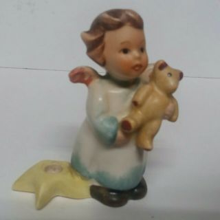 Goebel Angel Girl Figurine Holding Teddy Bear W/ Star W Germany
