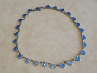 Denmark Volmer Bahnder 925s Sterling Silver Blue Enamel Heart Shape Necklace