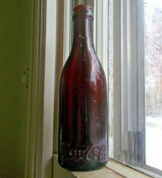 Columbus,  Ohio 1904 Amber Straight Side Coke Script Coca Cola Bottle Hand Blown