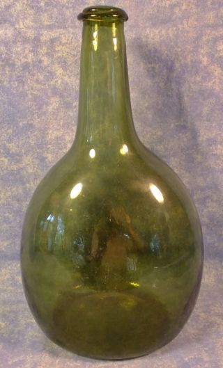 Exceptional Lg.  Green England Chestnut Flask,  Pontil,