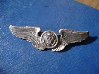 Ww2 Us Army Air Corps Crew Wings 3 " Sterling Silver Early Pin Back Type