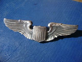 Ww 2 Us Army Air Corps Pilot Wings Sterling Marked 3 " Clutch Back