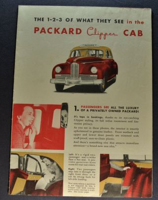 1946 - 1947 Packard Clipper Taxi Cab Sales Brochure Folder