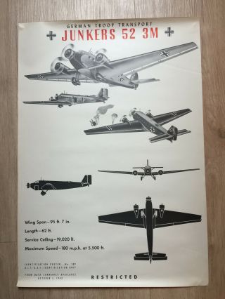 Recognition - Identification Poster Ju - 52 German Transport Plane