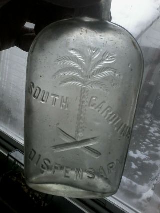 South Carolina Dispensary Strap Side Bottle Half Pint Flask Palmetto Tree