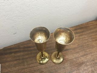 Vintage GATCO Solid Brass made in India Wine Goblets Set /2 Wedding Gift Toast 2