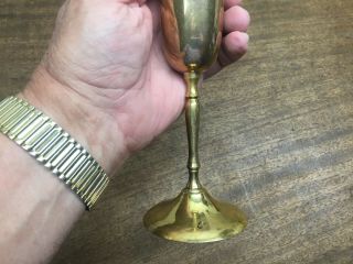 Vintage GATCO Solid Brass made in India Wine Goblets Set /2 Wedding Gift Toast 3