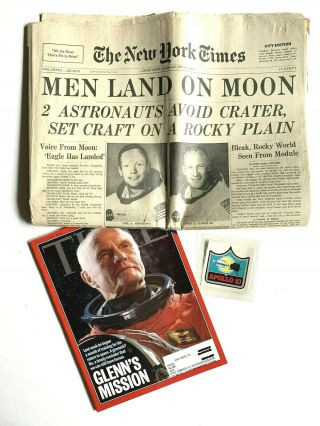 Nasa Ny Times July 21 1969 Men On Moon Astronauts Apollo John Glenn Sticker