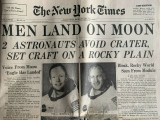 NASA NY Times July 21 1969 Men on Moon Astronauts Apollo John Glenn Sticker 2