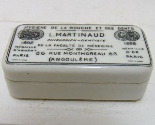 Rectangular French Tooth Paste Pot Lid & Base - L.  Martinaud Of Angouleme C1910