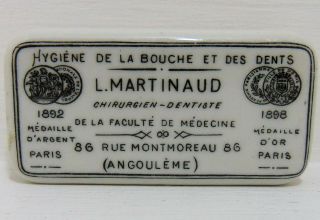 Rectangular French Tooth Paste Pot Lid & Base - L.  Martinaud of Angouleme c1910 2
