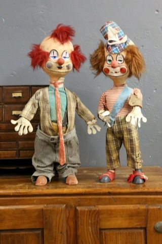 Vintage Clown Dolls Creepy Halloween Prop Joker Hobo Circus Statue Figure Scary