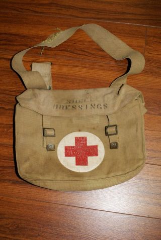 Ww2 Canada Webbed Canvas Shell Dressings First Aid Kit Medic Bag