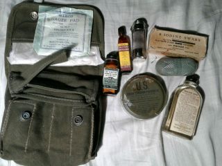 Wwii Medic Pouch Contents Field Gear Army Us Stamped Minnesota Specialty Co 1945