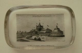 Wce Chicago 1893 Worlds Fair Fisheries Fish Building Glass Paperweight Abrams