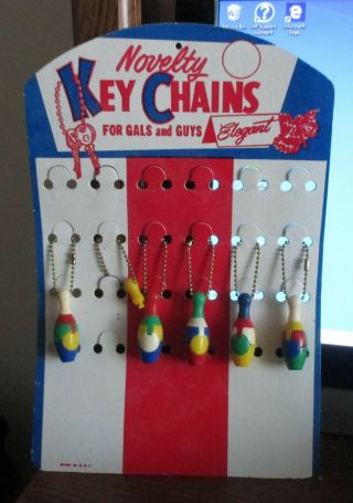 Vintage Plastic Keychain Puzzle Five Bowling Pins Made In Usa By Lional/lido