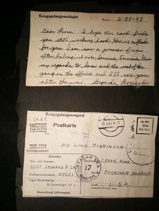 2 Wwii Prisoner Of War Postcards U.  S.  Ssgt Leonard F.  Carr Stalag Viia Moosburg