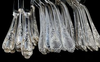 Quality Italian Silver Plated Ornate 33pc Cutlery Flatware Set Vgc