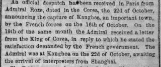 French In Korea - Letter From King Of Korea To Admiral Roze 1867 Newspaper