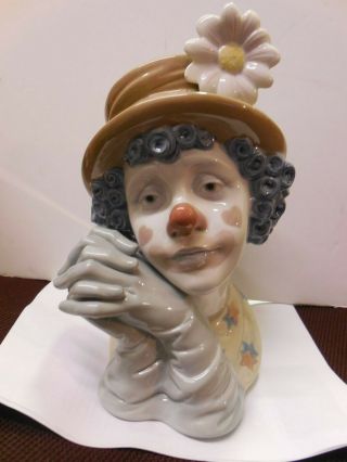 Vintage Lladro Melancholy Clown Bust 5542