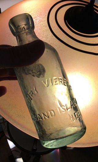 Crude Old Grand Island Ne Blob Top Bottle Henry Vieregg Beer Soda Advertising