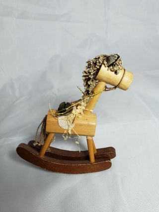 Vintage Rocking Horse Christmas Ornament Wooden Bell 1978 Gibson
