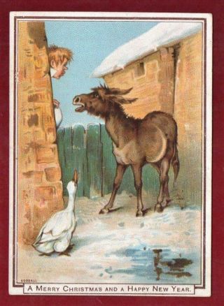 Victorian Goodall Farmyard Scene Christmas Greeting Card