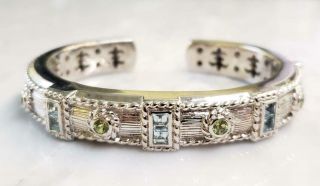 Judith Ripka Sterling Silver Aquamarine & Peridot Cuff Bracelet 66.  0g 2 - H160