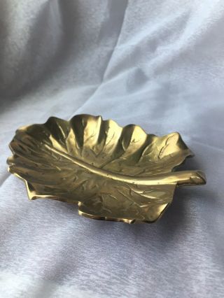 Vintage Solid Brass Large Candy Dish Leaf