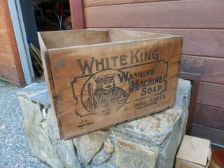 Vintage White King Washing Machine Soap Wood Crate