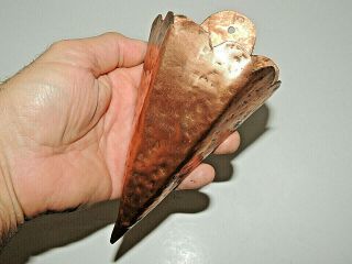 Vintage Hammered Copper Hand Wrought Wall Pocket Cone Shaped Planter