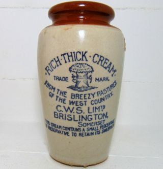 Rich Thick Cream Pot From Co - Operative Of Brislington Somerset C1910