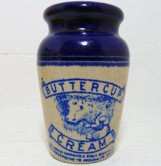 Small Size Blue Top & Print Buttercup Dairy Cow Pictorial Cream Pot C1915