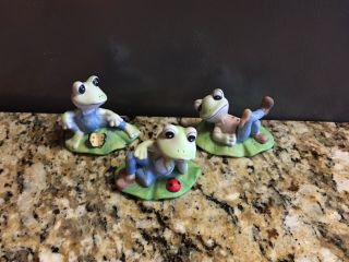 Vintage Homco Porcelain Frog Figurines - Set Of 3