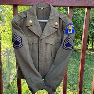 Wwii Ww2 U.  S.  Army Amphibious Engineer Uniform Ike Jacket Patches Machine Sewn