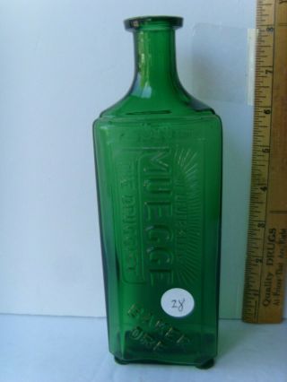 Antique " Baker,  Ore.  ” Bright Yellowish - Green Druggist Bottle 1880 - 1900 56/28