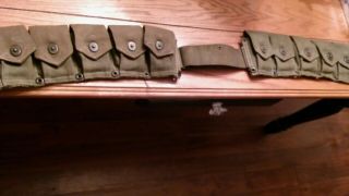 Wwii Vintage Us Army Ammo Belt W/10 Pouches