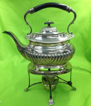 Collectable Antique Silver Plated Tea Pot & 4 Footed Stand & Warmer Set 832