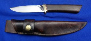 Vintage Gerber C475 Knife With Sheath Old Wood Handle Al Mar Design